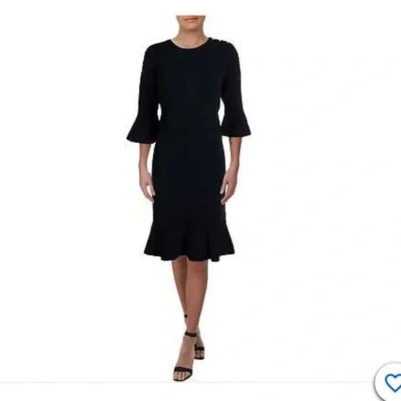 green emerald velvet dress Lauren Ralph Lauren Petite Double-Faced Crepe Flounced Hem Dress  DGFOutlet